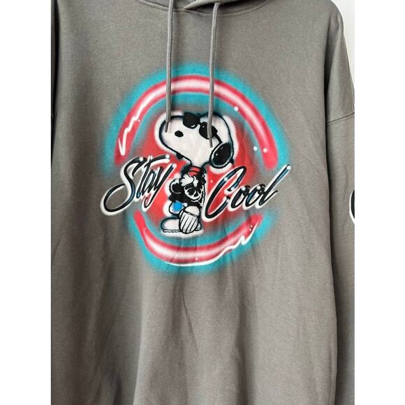 Snoopy Stay Cool Hoodie Gray Airbrush Graphic Peanuts Hybrid Apparel XL - Picture 7 of 16